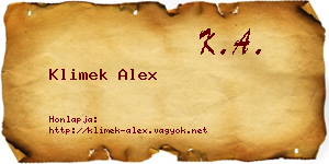 Klimek Alex névjegykártya
